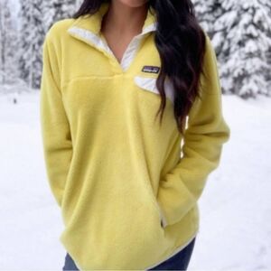 Patagonia Re-Tool Snap-T Pullover Fleece Yellow Womens XS Polartec